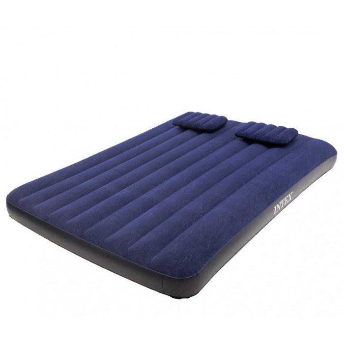 Матрас кемпинговый флок INTEX с 2 подушками, 152x203x25 см (64765)