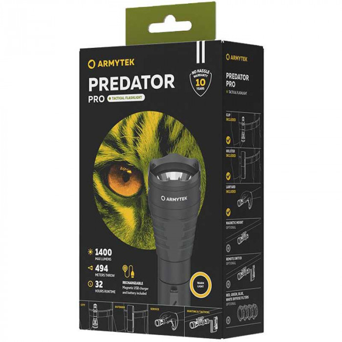 Фонарь тактический Armytek Predator Pro Magnet USB (F07301W)