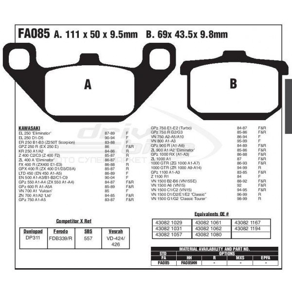 Тормозные колодки FA085