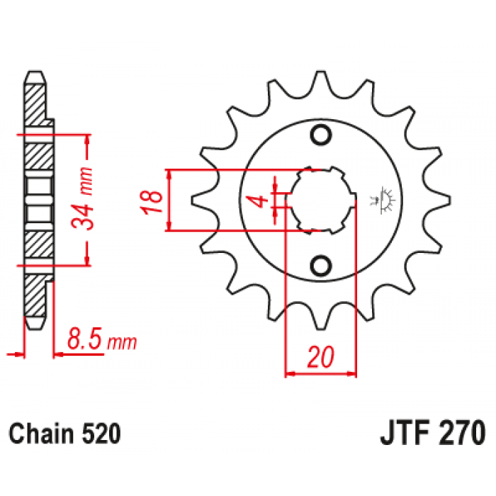 Звезда цепного привода JT JTF270.12