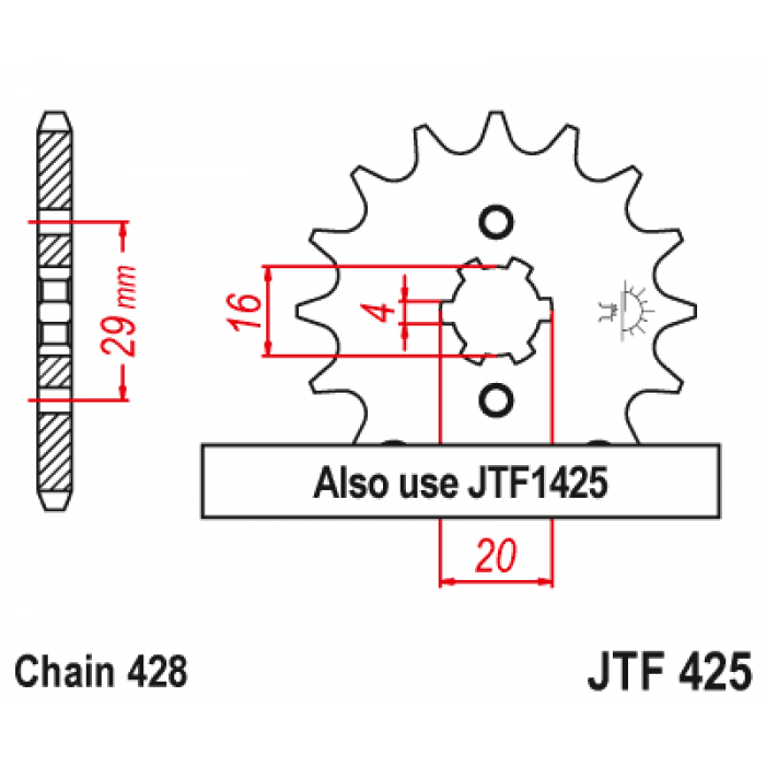 Звезда цепного привода JT JTF425.13