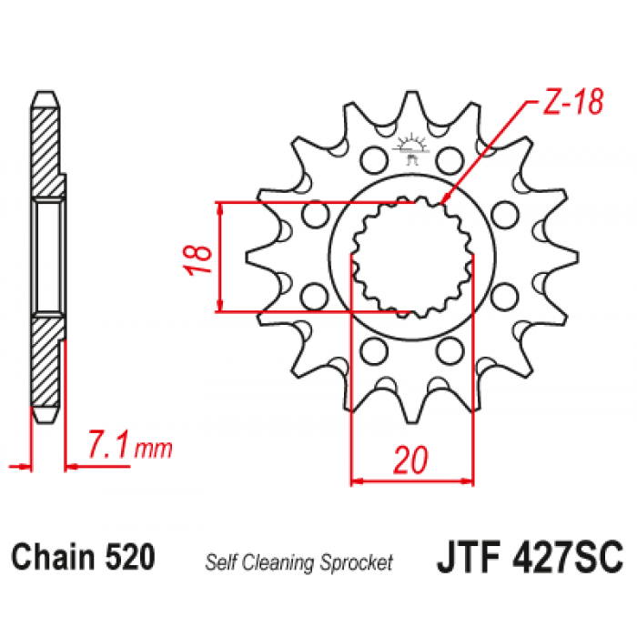 Звезда цепного привода JT JTF427.13SC