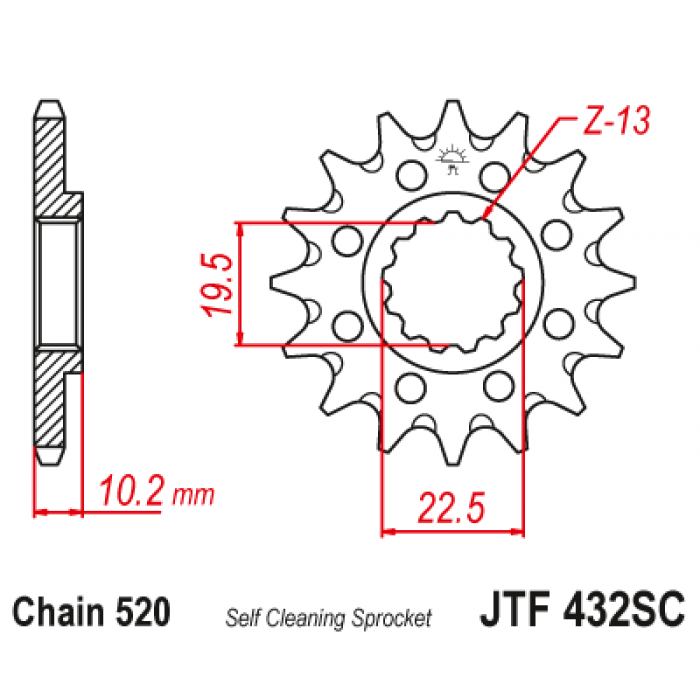 Звезда цепного привода JT JTF432.14SC