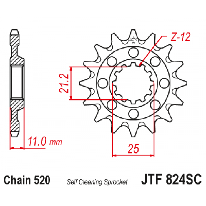 Звезда цепного привода JT JTF824.14SC
