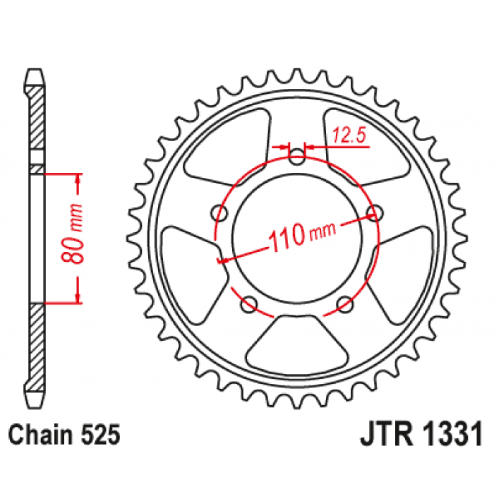 Звезда цепного привода JT JTR1331.42ZBK