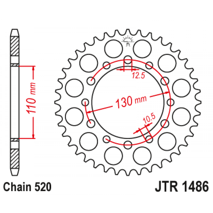 Звезда цепного привода JT JTR1486.44