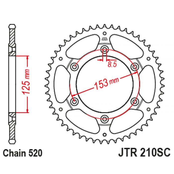 Звезда цепного привода JT JTR210.53SC