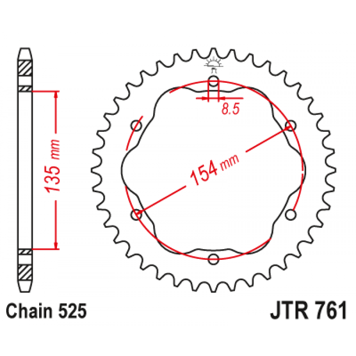 Звезда цепного привода JT JTR761.38