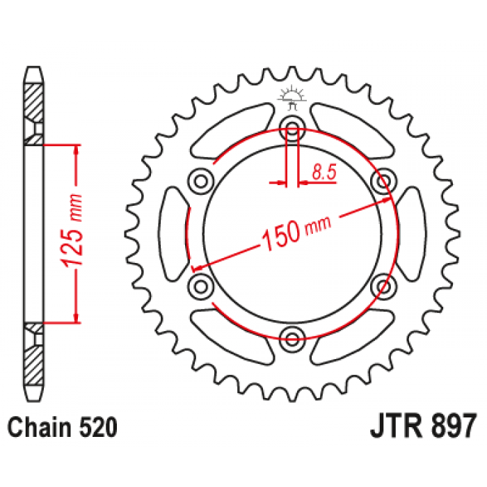 Звезда цепного привода JT JTA897.51BLK