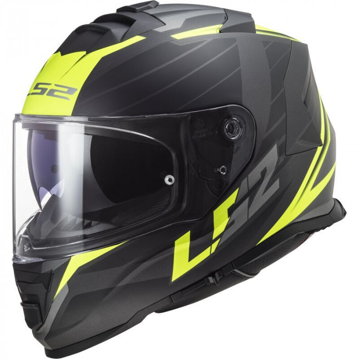 Мотошлем LS2 FF800 STORM II NERVE черно-желтый, H-V, матовый, чёрный, жёлтый, XL