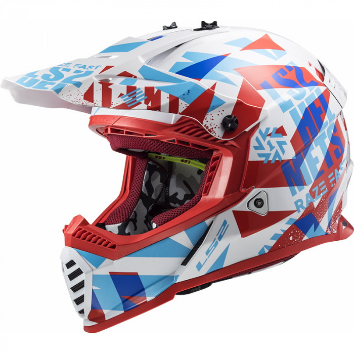 Мотошлем LS2 MX437 FAST MINI FUNKY, красно-белый, размер M