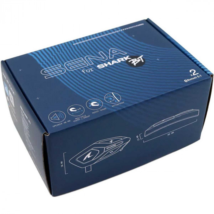 Bluetooth мотогарнитура SENA for SHARK DUO, черный (комплект 2 шт.)