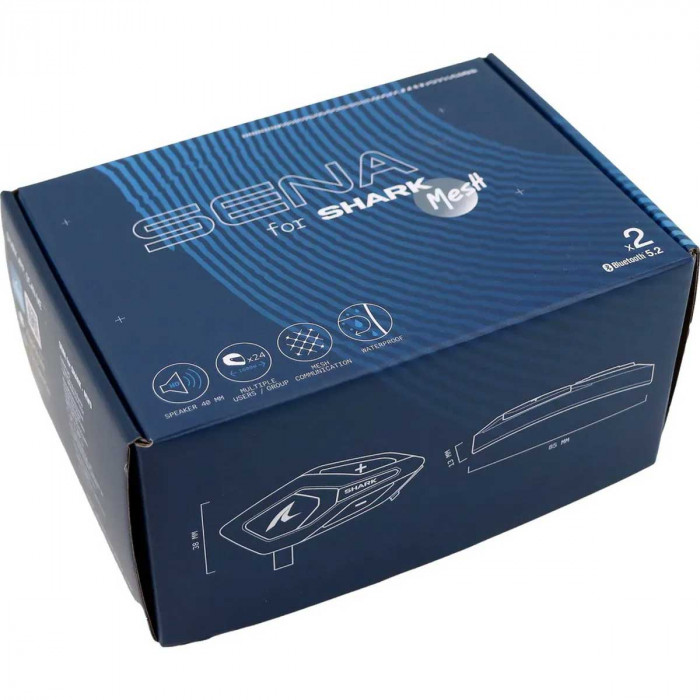 Bluetooth мотогарнитура SHARK SENA for SHARK — MWD DUO, серый (комплект 2 шт.)