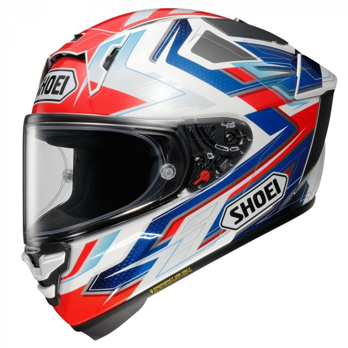 Мотошлем SHOEI X-Spirit PRO ESCALATE, бело-сине-красно-серый, размер L