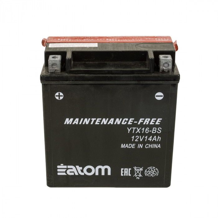 Мото аккумулятор ATOM YTX16-BS MF