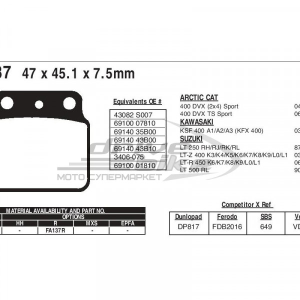 Тормозные колодки FA137TT