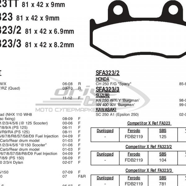 Тормозные колодки FA323TT