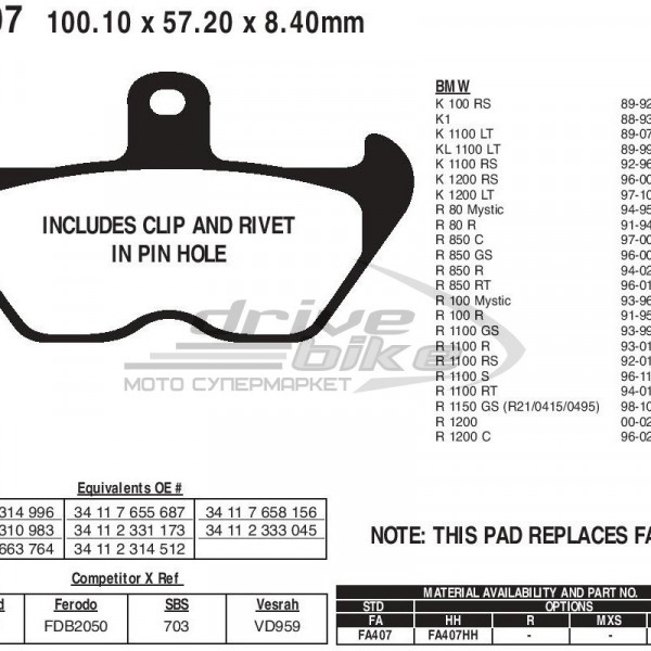 Тормозные колодки FA407HH DOUBLE H Sintered