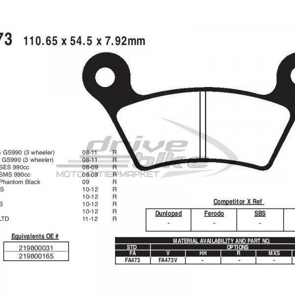 Тормозные колодки FA473
