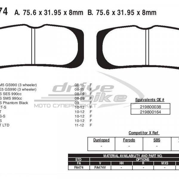 Тормозные колодки FA474