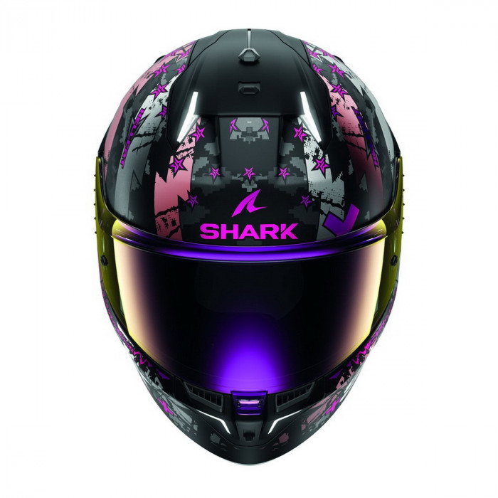 Мотошлем SHARK SKWAL i3 HELLCAT MAT, цвет Черный Матовый/Серебристый/Фиолетовый, Размер XS
