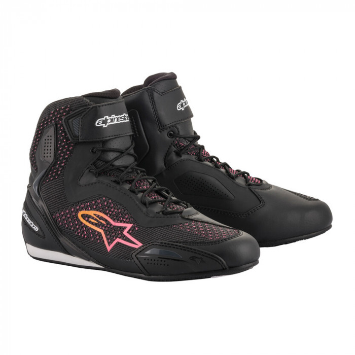 Мотоботы Alpinestars STELLA FASTER-3 RIDEKNIT, черно-желто-розовый, размер 7