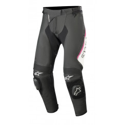 Мотобрюки кожаные Alpinestars STELLA MISSILE V2 LEATHER PANTS, черно-бело-розовый, размер 44