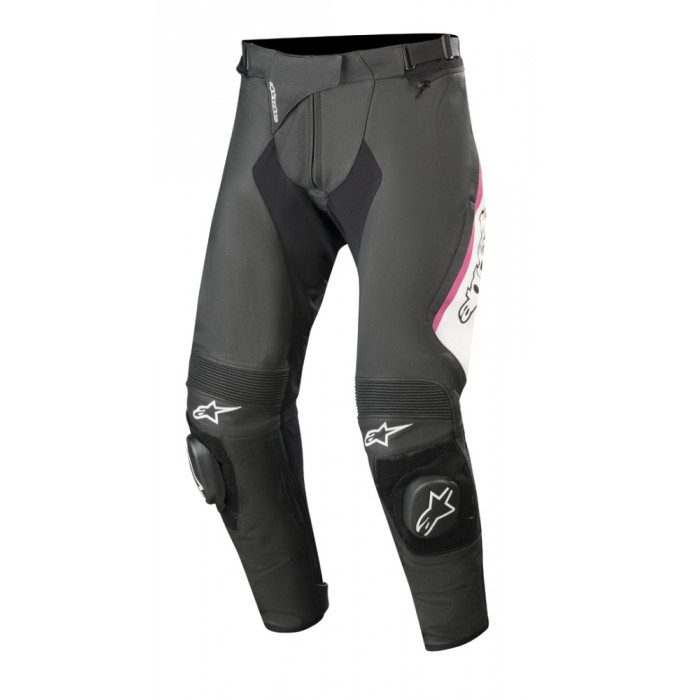 Мотобрюки кожаные Alpinestars STELLA MISSILE V2 LEATHER PANTS, черно-бело-розовый, размер 42