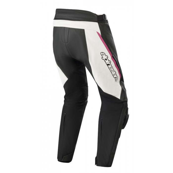 Мотобрюки кожаные Alpinestars STELLA MISSILE V2 LEATHER PANTS, черно-бело-розовый, размер 42