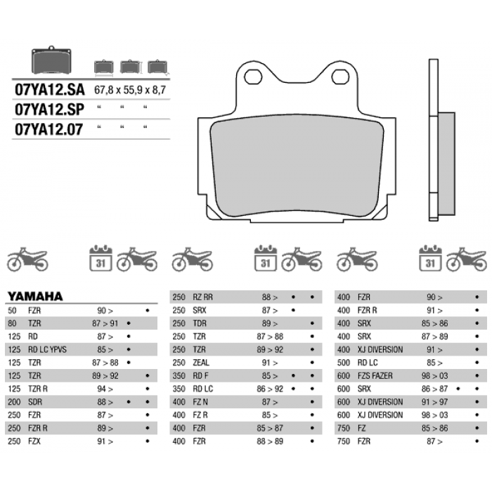 Тормозные колодки Brembo 07YA1207