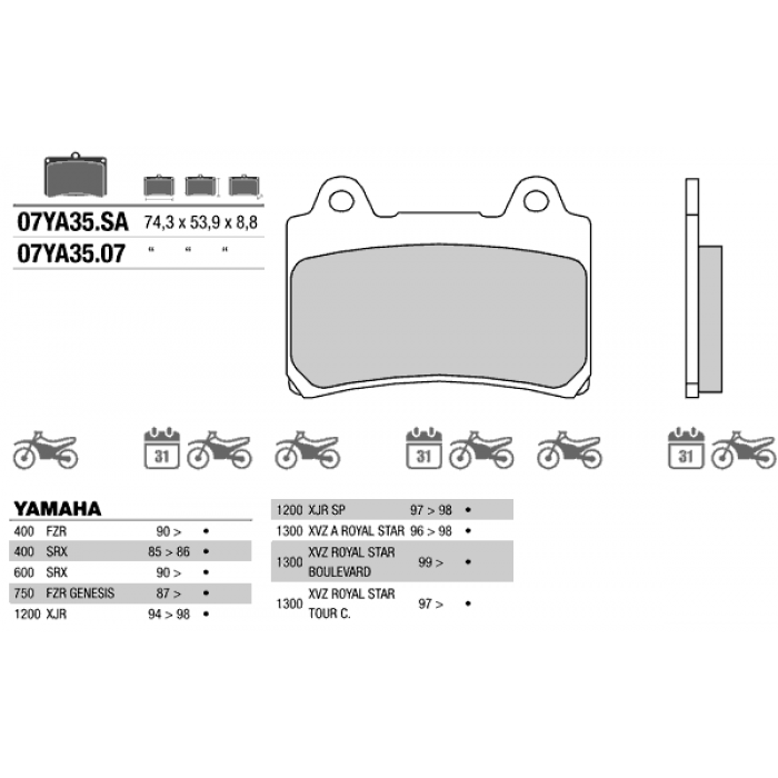 Тормозные колодки Brembo 07YA3507