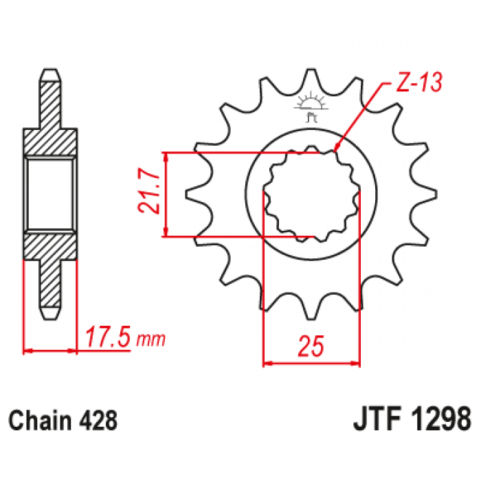 Звезда цепного привода JT JTF1298.17