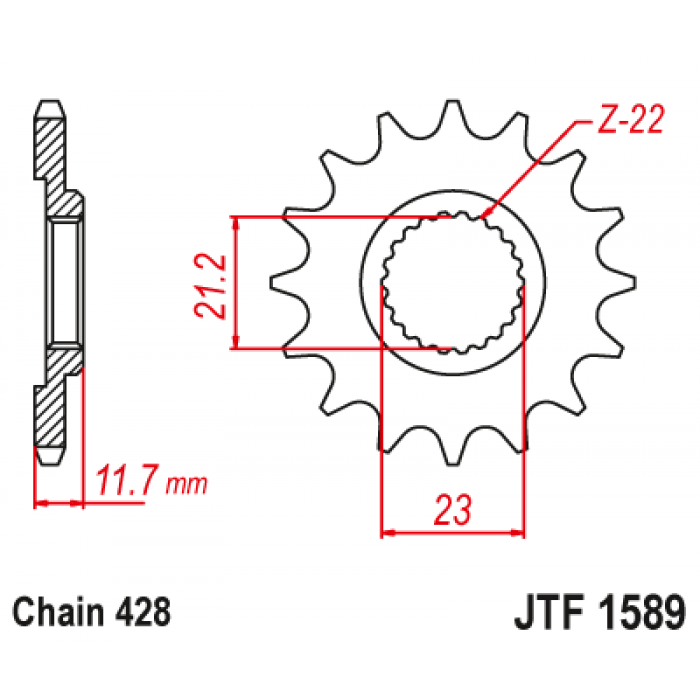 Звезда цепного привода JT JTF1589.19
