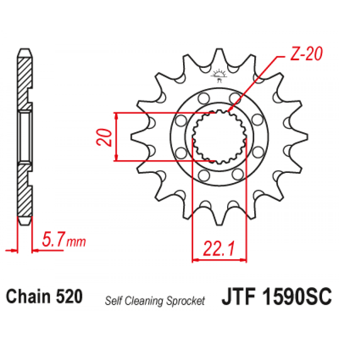 Звезда цепного привода JT JTF1590.14SC