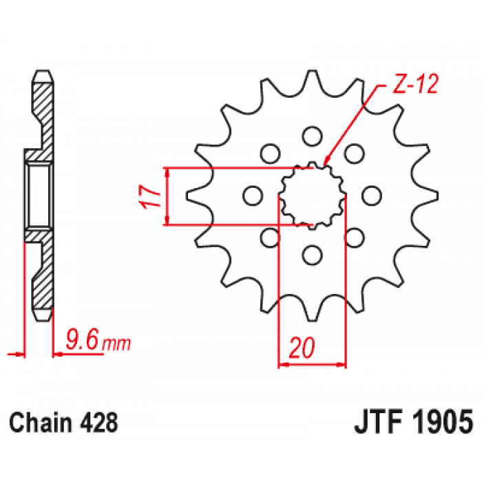 Звезда цепного привода JT JTF1905.13