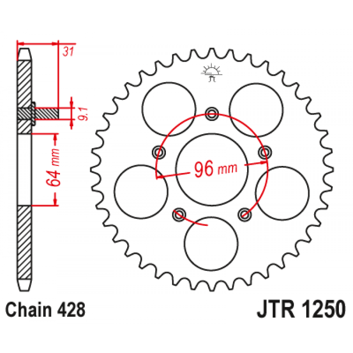 Звезда цепного привода JT JTR1250.48