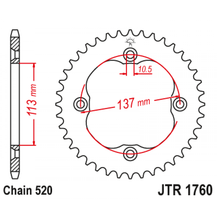 Звезда цепного привода JT JTR1760.40