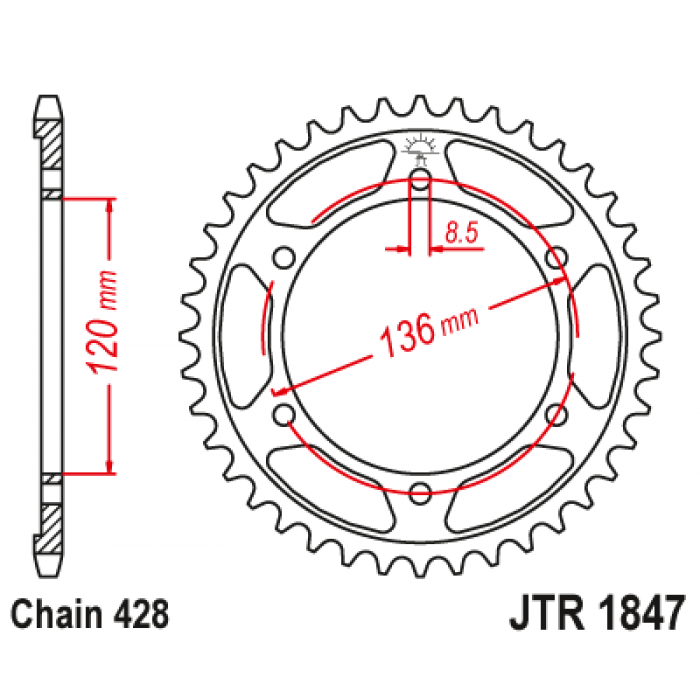 Звезда цепного привода JT JTR1847.51