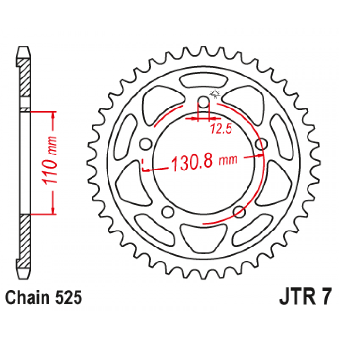 Звезда цепного привода JT JTR7.46ZBK