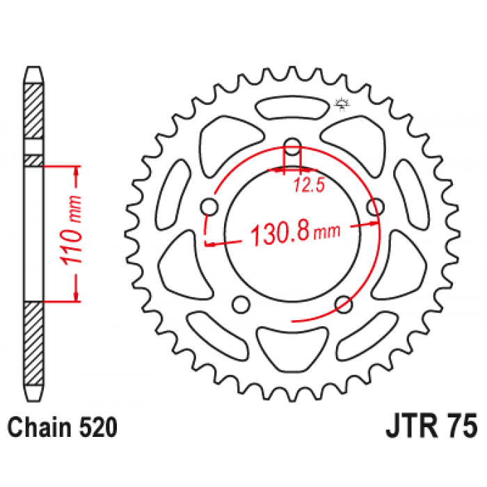 Звезда цепного привода JT JTR75.42