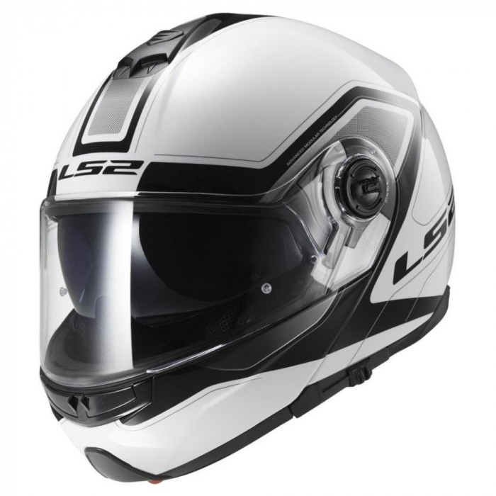 Мотошлем LS2 FF325 STROBE ELECTRIC SNOW CIVIK снегоходный, бело-черный, размер M