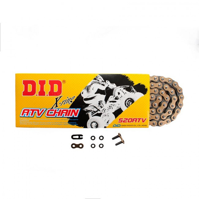 Цепь ATV 520 G&B 100 звеньев с замком-защелкой, золотая