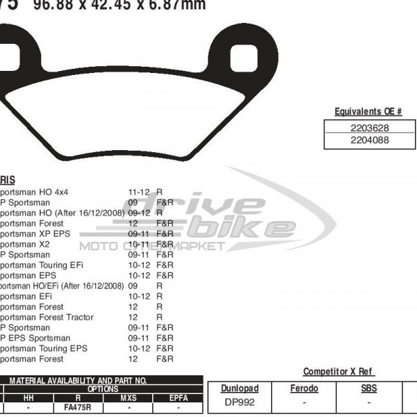 Тормозные колодки FA475TT