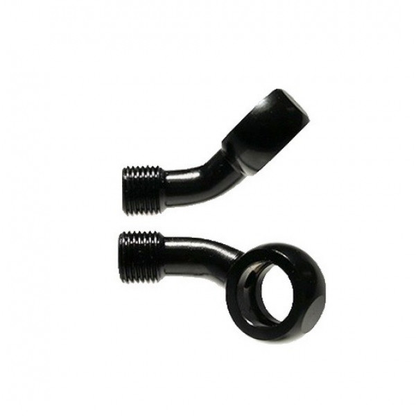 Фитинг тормозного шланга изгиб 45 градусов, повернут на 20 градусов, цвет Черный