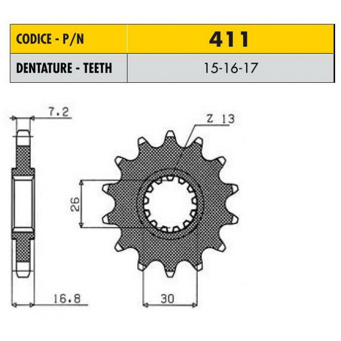 Звезда передняя (ведущая) Sunstar 15 зубьев 41115 стальная / JTF1370-15