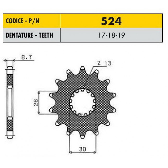Звезда передняя (ведущая) Sunstar 17 зубьев 52417 стальная / JTF1180-17