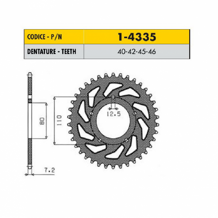 Звезда задняя Sunstar 45 зубьев 1-4335-45 стальная / JTR1332-45