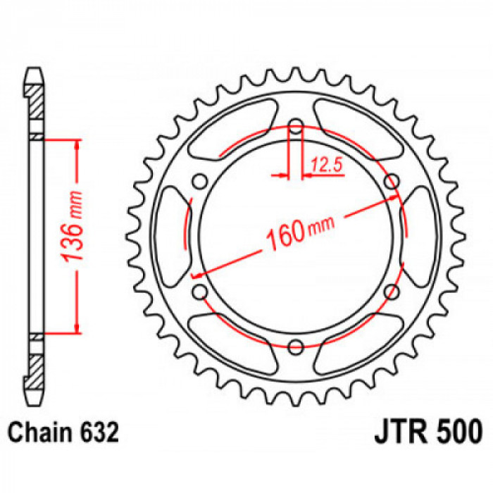 Звезда цепного привода JT JTR500.40