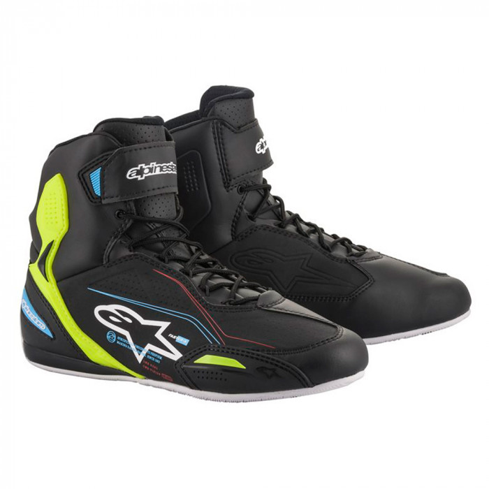 Мотоботы Alpinestars FASTER-3 SHOES, черно-желтый-светло-синий, размер 8