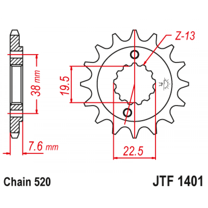 Звезда цепного привода JT JTF1401.15